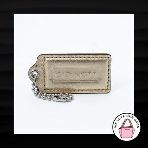 2.5" Large COACH GOLD LEATHER NICKEL KEY FOB BAG CHARM KEYCHAIN HANG TAG